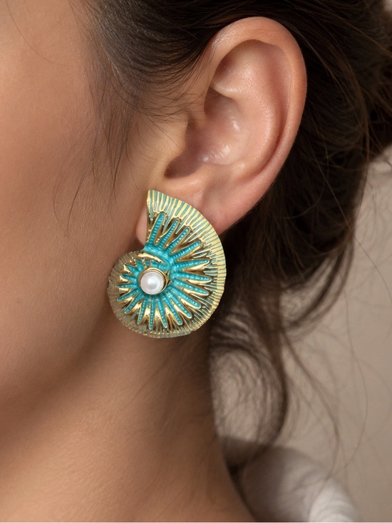 Anthropologie Jewelry - Shell Pearl Statement Earrings - Women Summer Jewelry